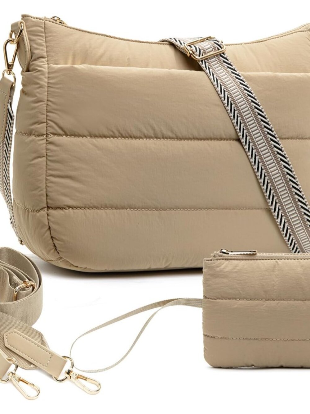 Puffer Crossbody Bags for Women Trendy Quilted Purses Shoulder Hobo Bag